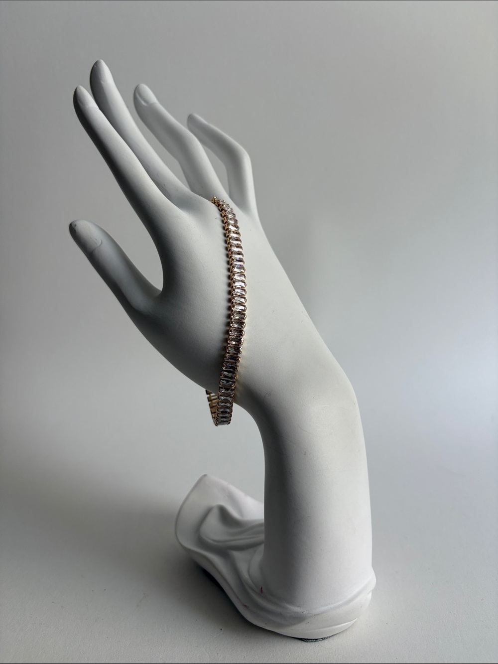 Adjustable Gold CZ Baguette Tennis Bracelet Women Jewelry